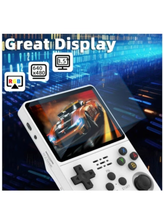 Handheld Retro R36S Game Console Linux System With 64G TF Card, 20000+ Games, Retro Video Game Console 3.5 Inch IPS Screen White - Image 4